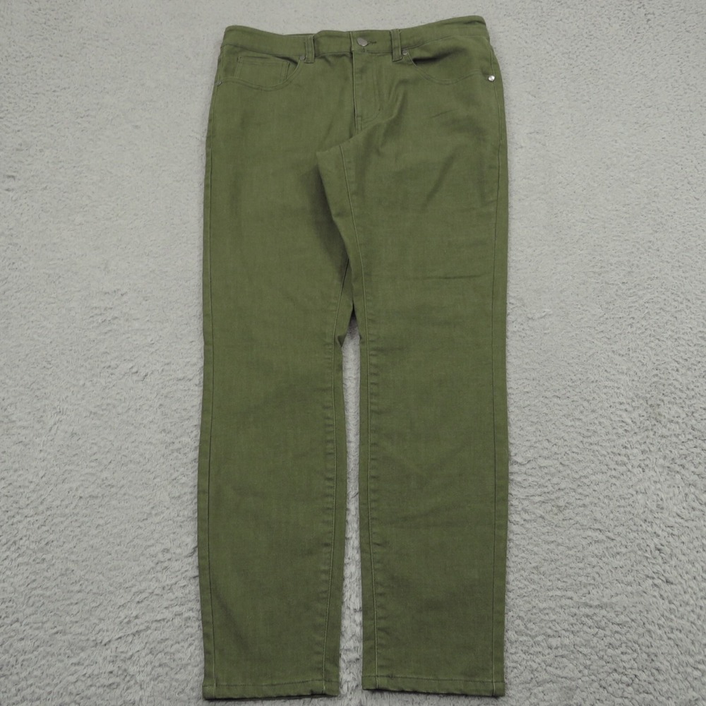 Under 5'10 Mens 31x28 Slim Fit Olive Green Brushed Twill Flex Chino Pants